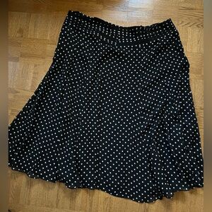 Nine West 100% Silk Black & White Polka Dot Midi Skirt – Size 18W Waist 40”